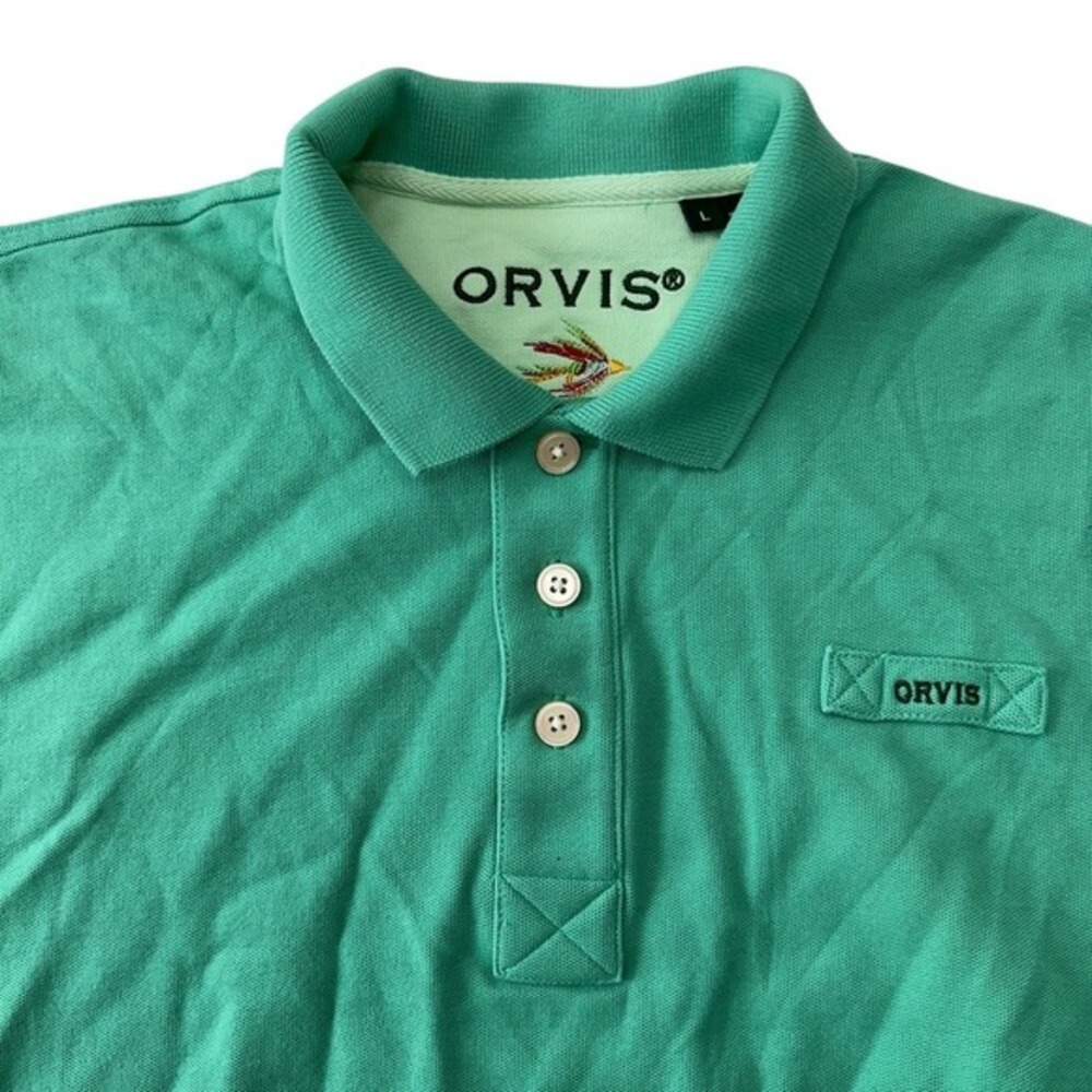 Orvis Polo Shirt Embroidered Logo Short Sleeve‎ Casual Green Mens Large